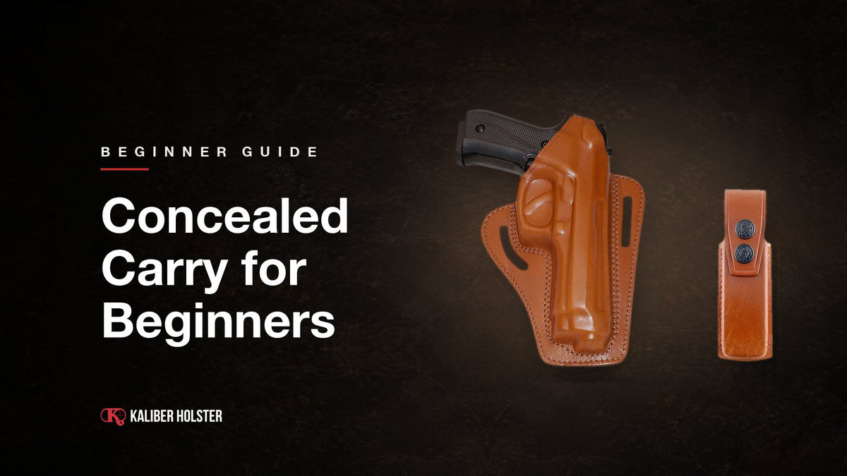 Concealed Carry for Beginners: Kaliber Holster guide cover showing a handmade leather holster