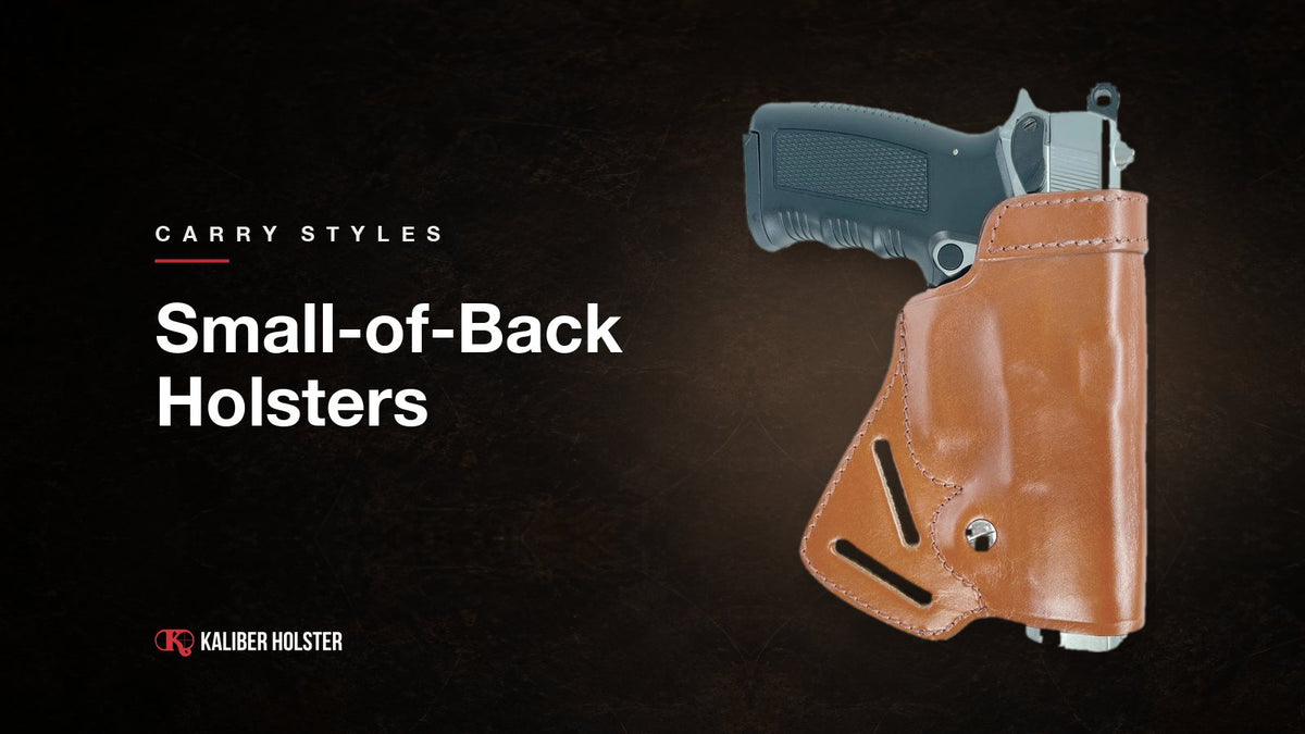 Small-of-Back Holsters: Kaliber Holster guide cover showing a handmade leather holster