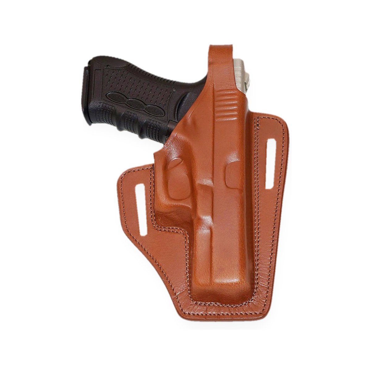 Tan leather pancake holster for a Glock pistol