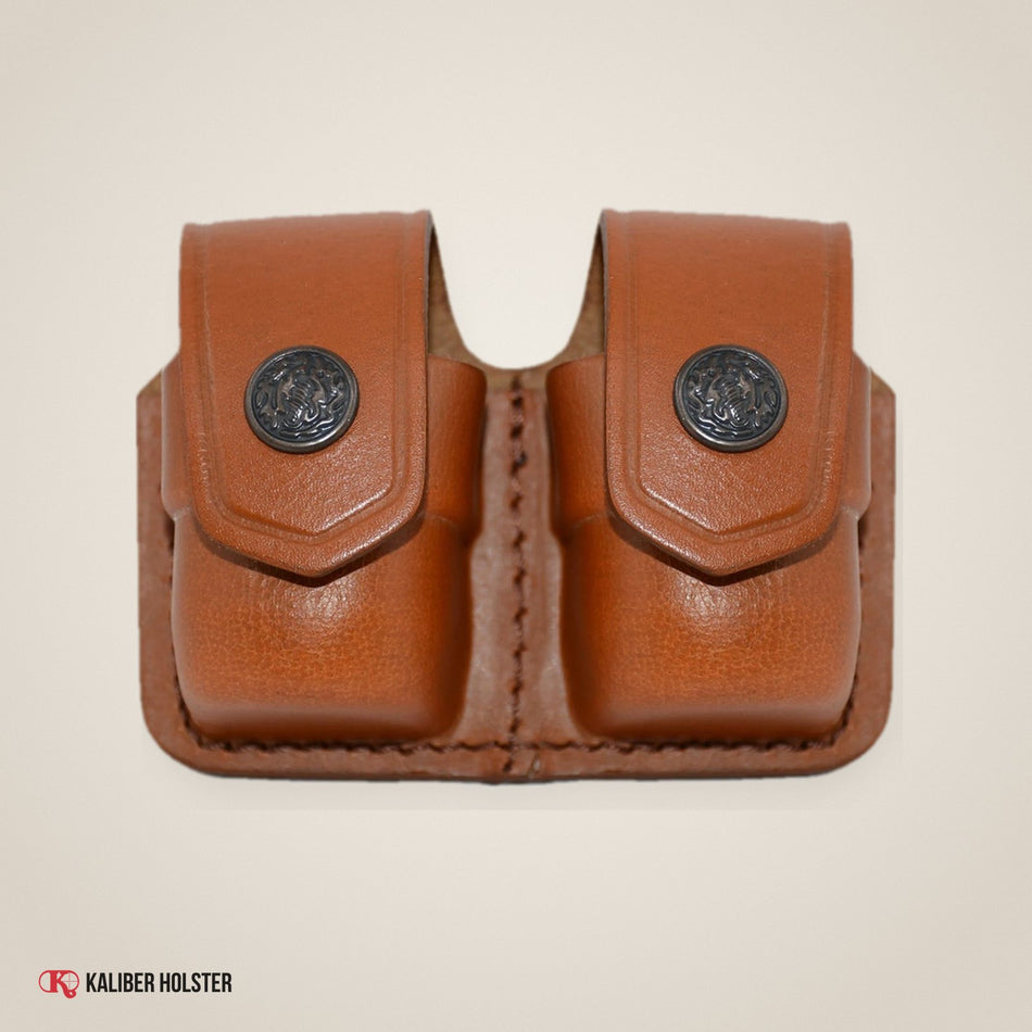 Double Speedloader Carrier/Case/Pouch for S&W 357 Magnum Genuine Leather (BL038) - handmade leather, Kaliber Holster