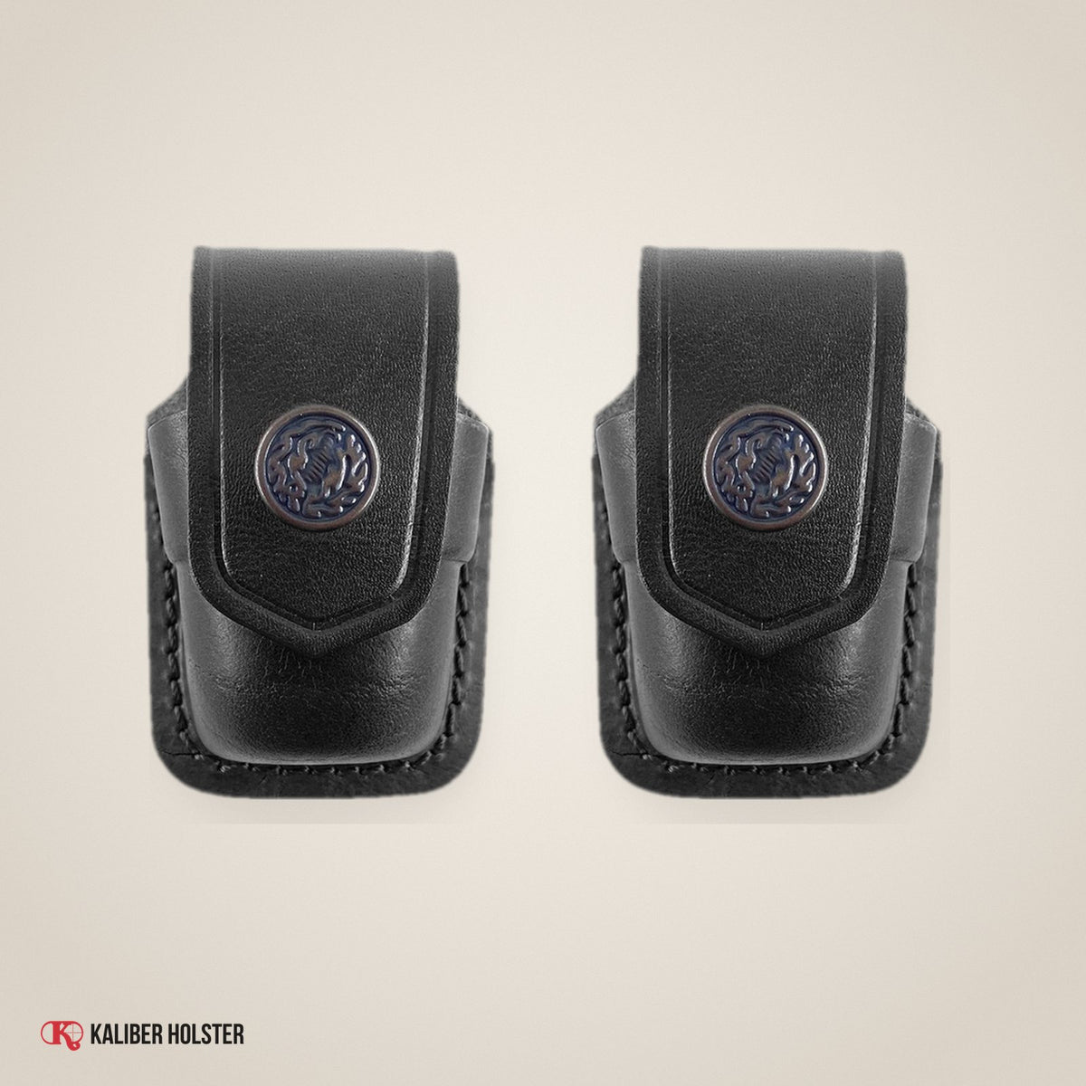 Two Single Leather Speedloader Pouch, fits 357 Magnum, 44 Magnum, .38 Special (ALS2037) - handmade leather, Kaliber Holster