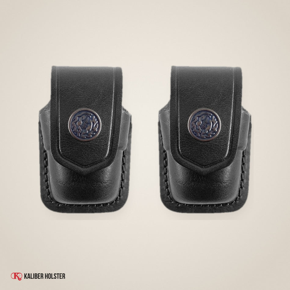 Two Single Leather Speedloader Pouch, fits 357 Magnum, 44 Magnum, .38 Special (ALS2037) - handmade leather, Kaliber Holster