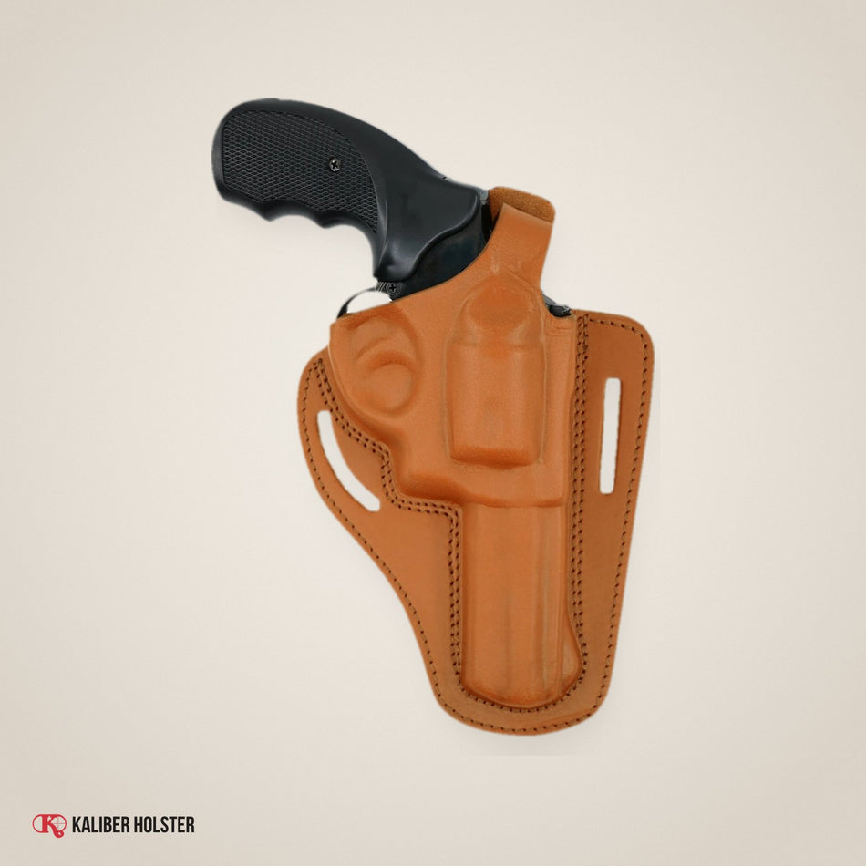 357 Magnum Pancake OWB Leather Holster, 2 Slot, Thumb Break RH (Alis305) - handmade leather, Kaliber Holster