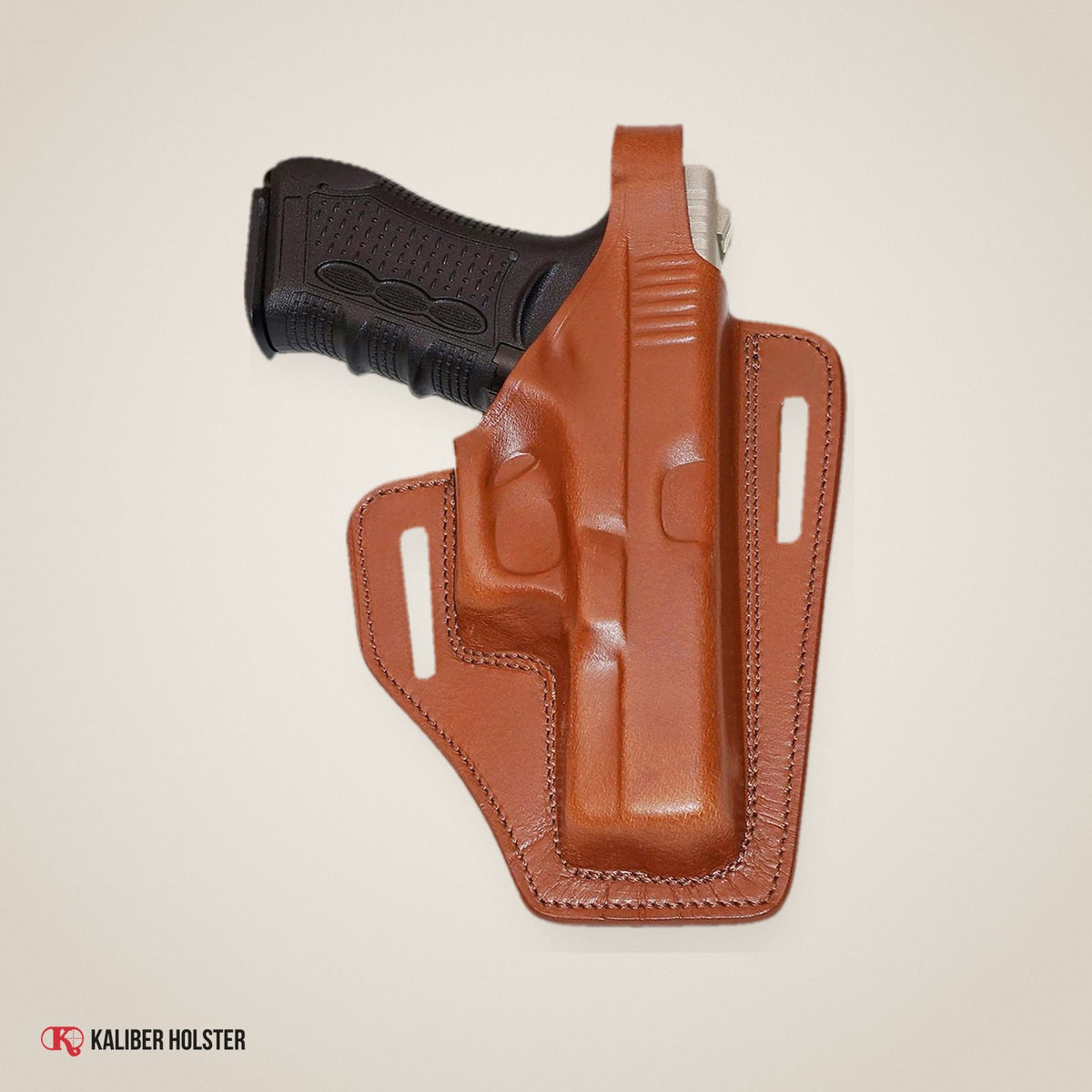 Glock 17 Pancake Holster, 2 Slot Thumb Break RH Genuine Leather (ALIS337) - handmade leather, Kaliber Holster