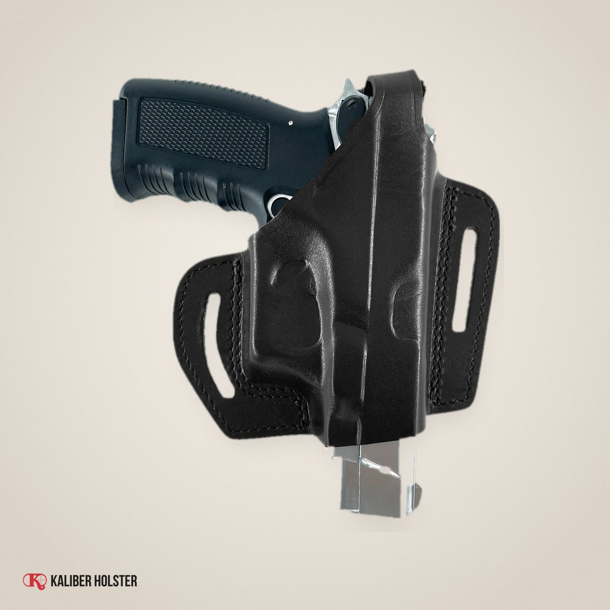Pancake Leather Holster, 2 Slot Thumb Break Fits Glock 17 19 22 23 26 27 RH (ALIS340) - handmade leather, Kaliber Holster