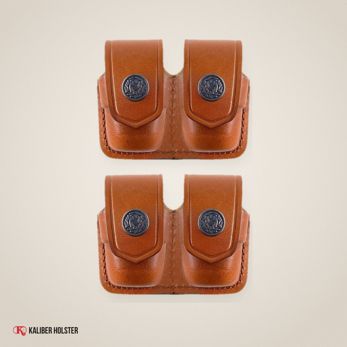 Two Double Speedloader Pouch, fits 357 Magnum, 44 Magnum, .38 Special (ALS3838) - handmade leather, Kaliber Holster