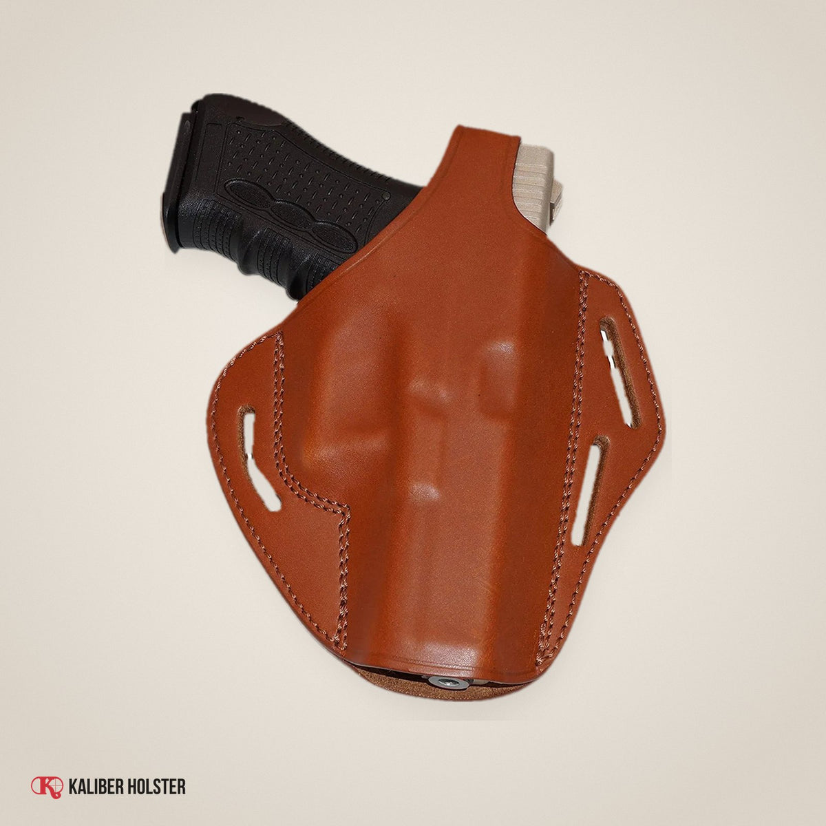 Pancake Leather Holster, Fits Glock 17 Glock 22, Three Slot Hand-Molded RH (ALIS529) - handmade leather, Kaliber Holster