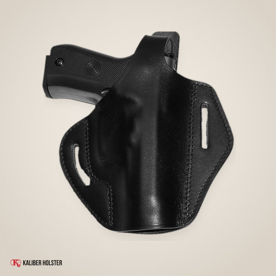 Pancake Leather Holster, Fits Glock 19 Glock 23, Two Slot Hand-Molded RH (ALIS531) - handmade leather, Kaliber Holster