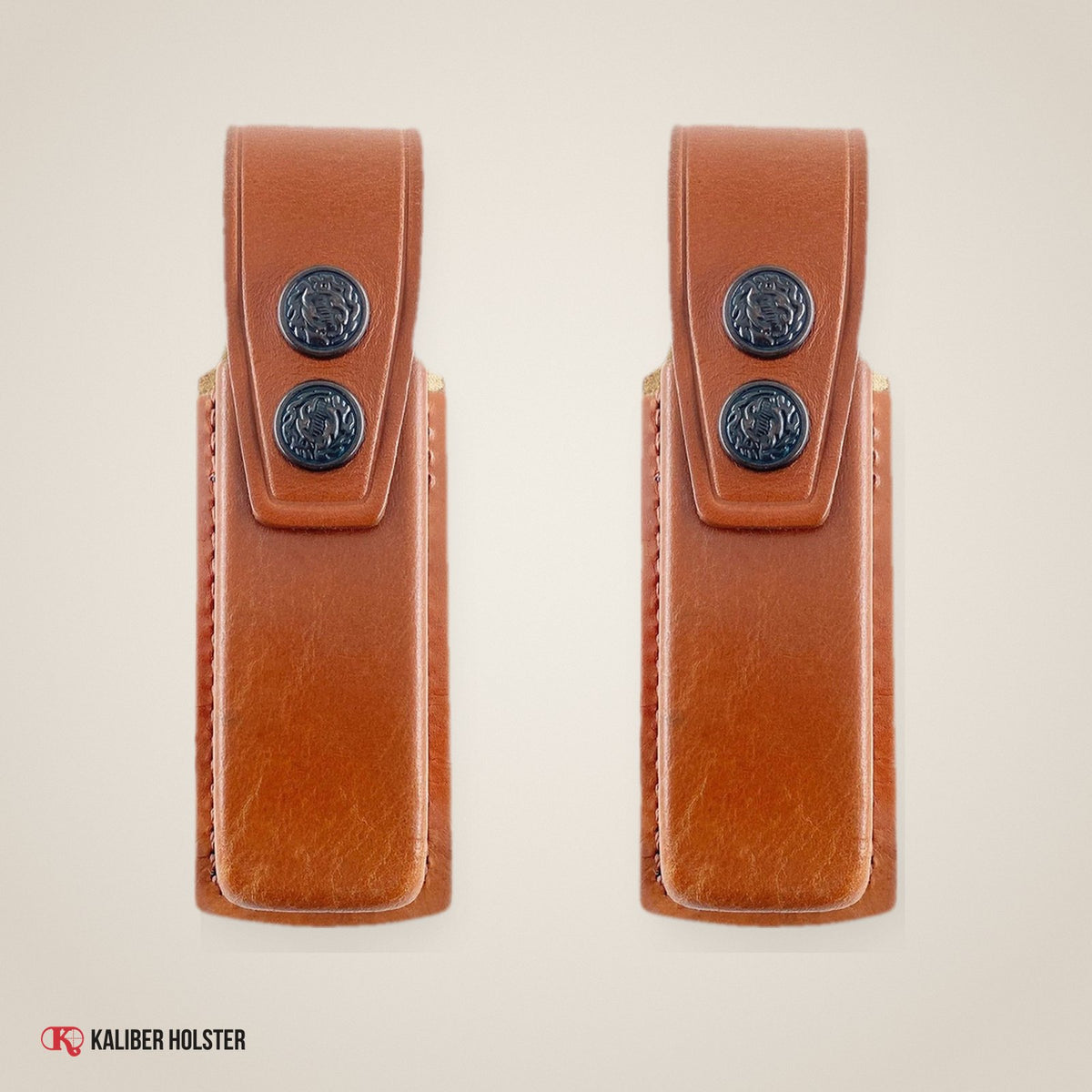 Two Single Leather Magazine Pouches for Glock 17 19 22 23 (ALS2090) - handmade leather, Kaliber Holster
