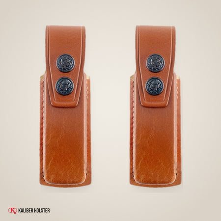 Two Single Leather Magazine Pouches for Glock 17 19 22 23 (ALS2090) - handmade leather, Kaliber Holster