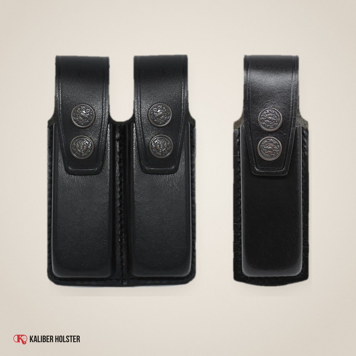 Leather Single & Double Magazine Pouch for Glock 17 19 22 23 (ALIS9092) - handmade leather, Kaliber Holster