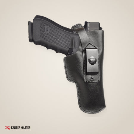 Glock 17 IWB Leather Holster with Belt Clip, fits Glock 19 20 21 31 45 (K149) - handmade leather, Kaliber Holster