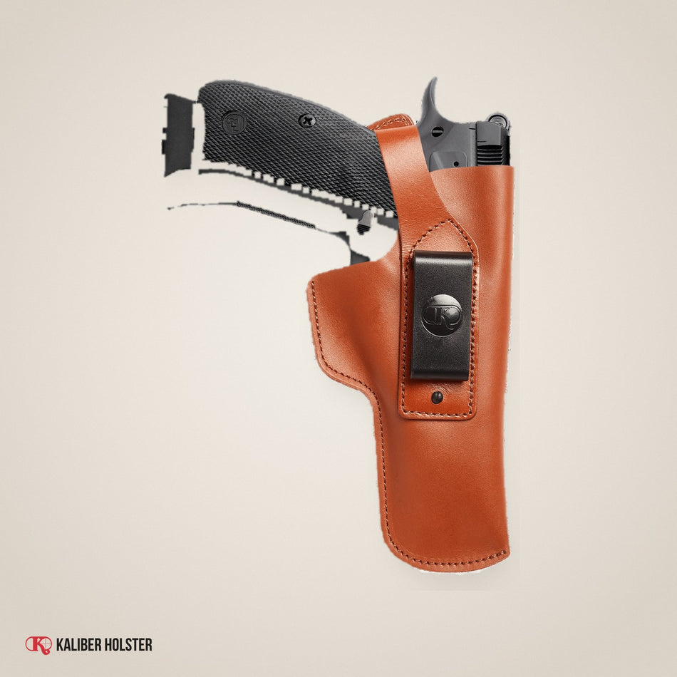 Kaliber Holster studio photo: CZ 75 IWB Leather Holster with Belt Clip (K153)