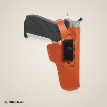 Kaliber Holster studio photo: Smith&Wesson 5906 IWB Leather Holster with Belt Clip (K154)