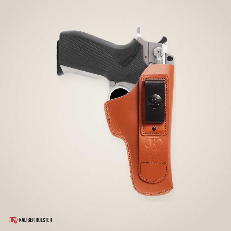 Kaliber Holster studio photo: Smith&Wesson 5906 IWB Leather Holster with Belt Clip (K161)