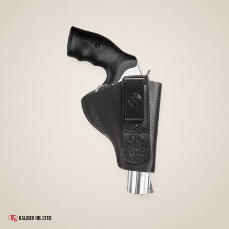 Kaliber Holster studio photo: 357 Magnum IWB Leather Holster with Belt Clip (K165)