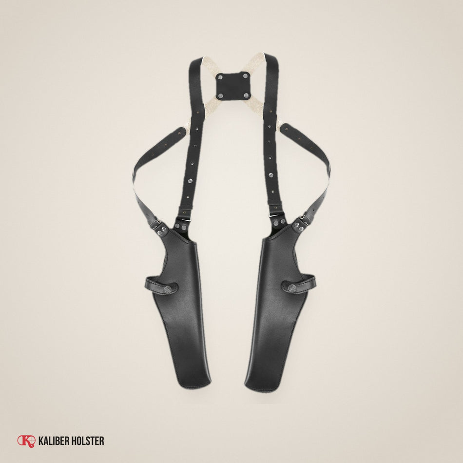 Kaliber Holster studio photo: Two Gun Shoulder Holster Colt Taurus Ruger S&W 357 Magnum & Revolvers 6" (K45454)