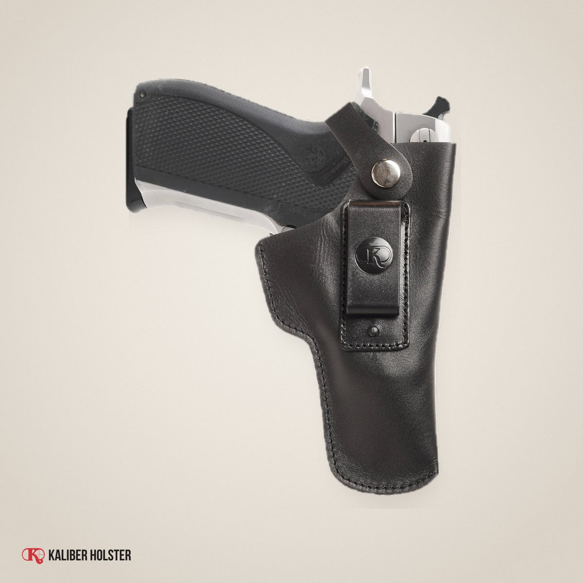 Kaliber Holster studio photo: Smith&Wesson 5906 IWB Leather Holster with Belt Clip (KM154)