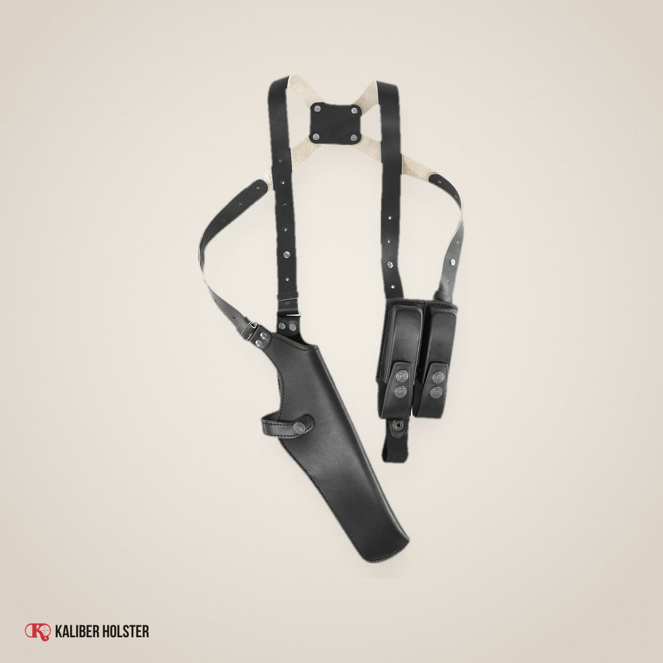 Leather Vertical Shoulder Holster with Double Magazine Pouch Colt 1911 Left Handed (L45303) - handmade leather, Kaliber Holster