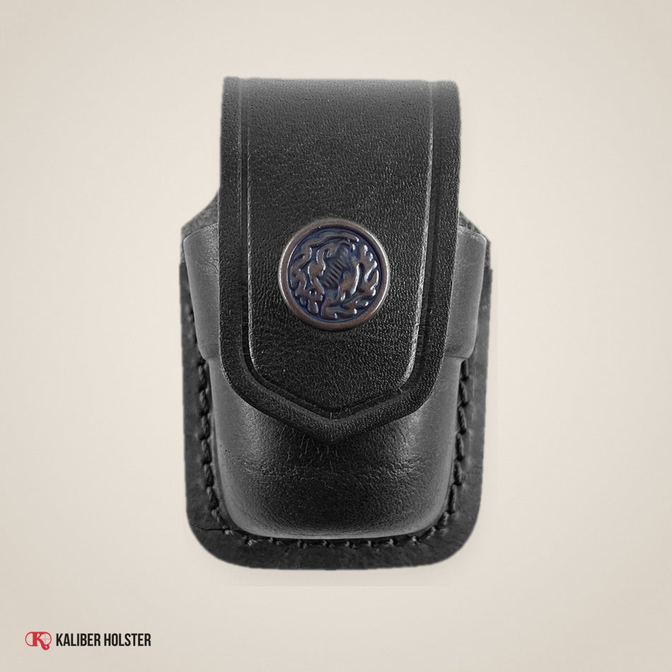 Leather Single Speedloader Pouch with Belt Clip, fits 357 Magnum, 44 Magnum, .38 Special (ALISM037) - handmade leather, Kaliber Holster